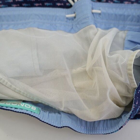 Bonobos Shark Fish Blue Lined Swim Trunks Large 38/9 Mid Rise - Picture 5 of 7